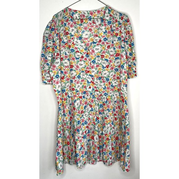 Vintage 80s Floral Above the Knee Dress Size L - Picture 1 of 6